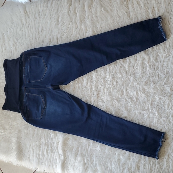 Blue Savvy Women’s Maternity Dark Blue Distressed Denim Pants Size Large - Picture 9 of 11